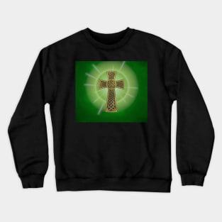 Celtic Cross on a Field of Green Crewneck Sweatshirt